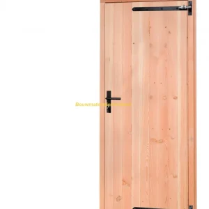 Douglas enkele deur met zwart beslag incl. kozijn, rechtsdraaiend, 90x201 cm onbehandeld