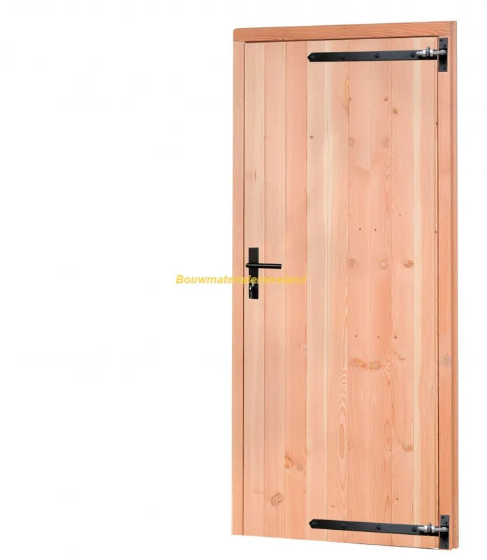 Douglas enkele deur met zwart beslag incl. kozijn, rechtsdraaiend, 90x201 cm onbehandeld