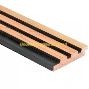 Douglas geschaafd triple profiel met afgeschaafde voorzijde 2,5x14x500 cm, zwart gespoten