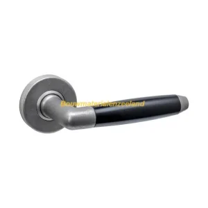 Deurkruk Combinatie op rozet verdekt ?53x10mm rvs getrommeld/zwart