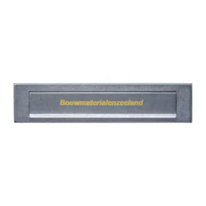 Briefplaat rechthoekig 340x75mm met klep/regenrand rvs getrommeld