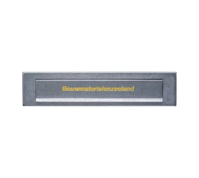 Briefplaat rechthoekig 340x75mm met klep/regenrand rvs getrommeld