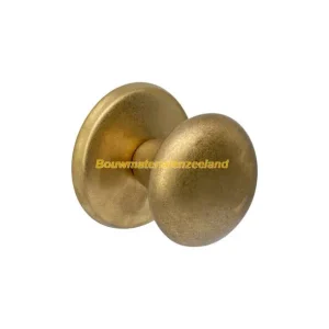 Voordeurknop paddenstoel ?58mm op achterplaat ?66mm ??nzijdige montage PVD messing getrommeld