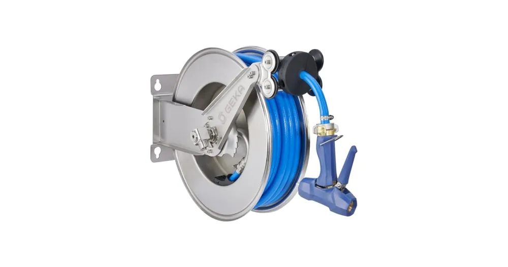 Geka plus RVS automatische slanghaspel, EA15KSK met reinigingspistool