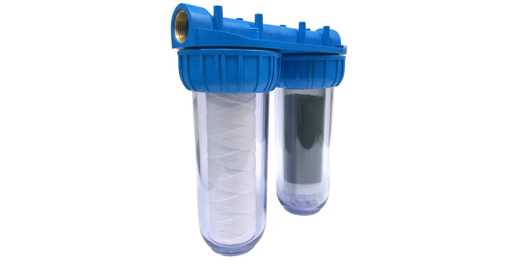 waterfilter huis duplex groot incl. koord- en actieve koolfilter