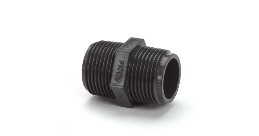 pvc druk dubbele nippel, 2x buitendraad