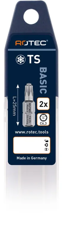 SCHROEFBIT MET STIFT, C6.3, T25SX25 VERPAKT PER 2 / VOLGENS