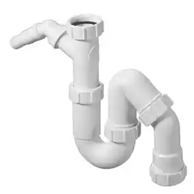 MCALPINE S-SIFON, MET VAATWASSER AANSL, PP, WIT, 1½" X 40 MM
