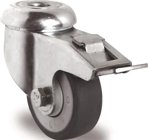 ZWENKWIEL MET TOTAALKLEM WIEL D. 75MM DRAAGVERMOGEN 75KG MET ACHTERGAT 11MM K