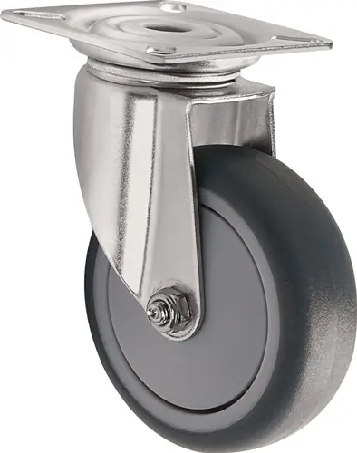ZWENKWIEL WIEL D. 50MM DRAAGVERMOGEN 50KG MET BEVESTIGINGSPLAAT RUBBER GRIJS