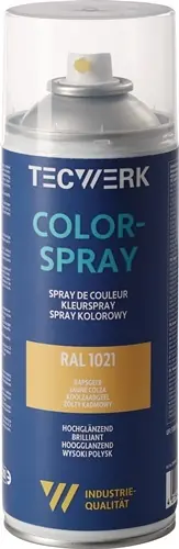 KLEURSPRAY RAAPGEEL HOOGGLANZEND RAL 1021 400 ML SPUITBUS TECWERK