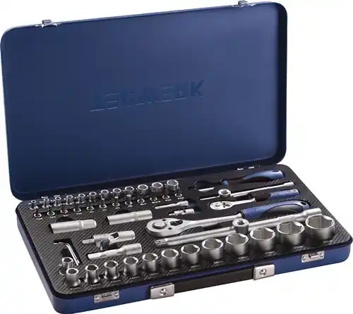 DOPSLEUTELSET 55-DELIG 1/4 + 1/2 INCH SLEUTELWIJDTES 4-32 MM AANTAL TANDEN 20/36