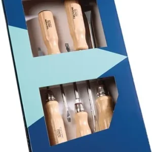 SCHROEVENDRAAIERSET 5-DELIG SLEUF HOUTEN GREEP RONDE KLING MET 6-KANT AANZET TW