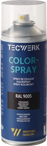 KLEURSPRAY DIEPZWART HOOGGLANZEND RAL 9005 400 ML SPUITBUS TECWERK