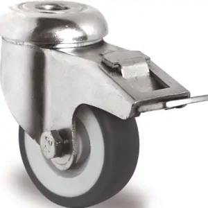ZWENKWIEL MET TOTAALKLEM WIEL D. 50MM DRAAGVERMOGEN 50KG MET ACHTERGAT 11MM G