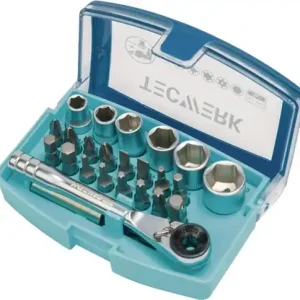 BIT-/DOPSLEUTELSET 24-DELIG SLEUF/PH/PZD/T/RATEL/6 DOPPEN TECWERK