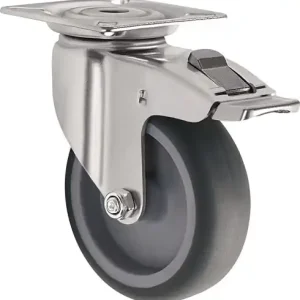 ZWENKWIEL MET TOTAALKLEM WIEL D. 50MM DRAAGVERMOGEN 50KG MET SCHROEFPLAAT GLIJ