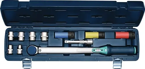 MOMENTSLEUTELSET 12-DELIG 40-200NM 1/2INCH 9 INZETSTUKKEN/VERLENGSTUK TECWERK