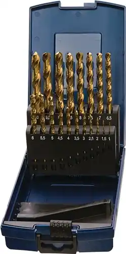 SPIRAALBORENSET DIN 338 TYPE N NOMINALE-D. 1-13X0,5 MM HSS TIN 25 DELIG KUNSTSTO