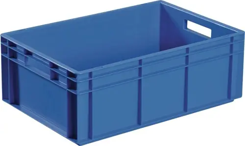 TRANSPORTSTAPELBAK L600XB400XH170MM BLAUW PP HANDGREEPOPENING ZIJWANDEN GESLOTEN