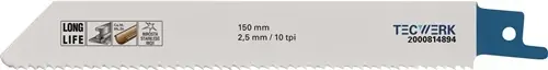 RECIPROZAAGBLAD LENGTE 150 MM BREEDTE 19 MM TANDVERDELING TPI 10 2,5 MM GEFREESD