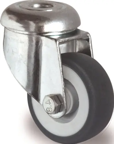 ZWENKWIEL WIEL D. 50MM DRAAGVERMOGEN 50KG MET ACHTERGAT GLIJLAGER RUBBER GRIJS