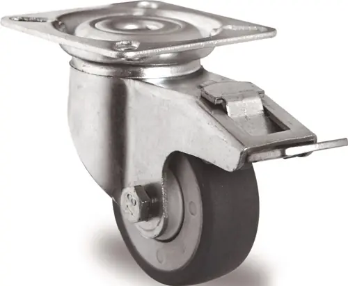 ZWENKWIEL MET TOTAALKLEM WIEL D. 50MM DRAAGVERMOGEN 50KG MET SCHROEFPLAAT KOGE