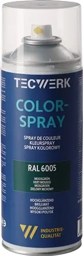 KLEURSPRAY MOSGROEN HOOGGLANZEND RAL 6005 400 ML SPUITBUS TECWERK