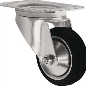 ZWENKWIEL WIEL D. 80MM DRAAGVERMOGEN 70KG MASSIEF RUBBER PLAAT L105XB80MM TW