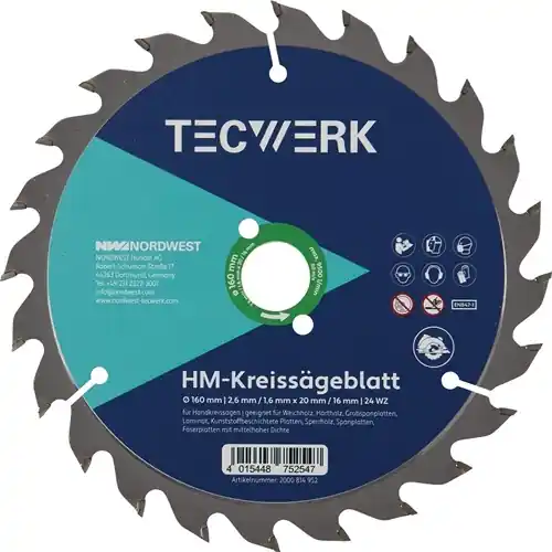 HANDCIRKELZAAGBLAD BUITEN-Ø 165 MM AANTAL TANDEN 36 WZ GAT 20 MM SNIJBREEDTE 1,7