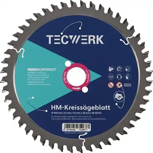 HANDCIRKELZAAGBLAD BUITEN-Ø 160 MM AANTAL TANDEN 48 HLTCG GAT 20 MM SNIJBREEDTE