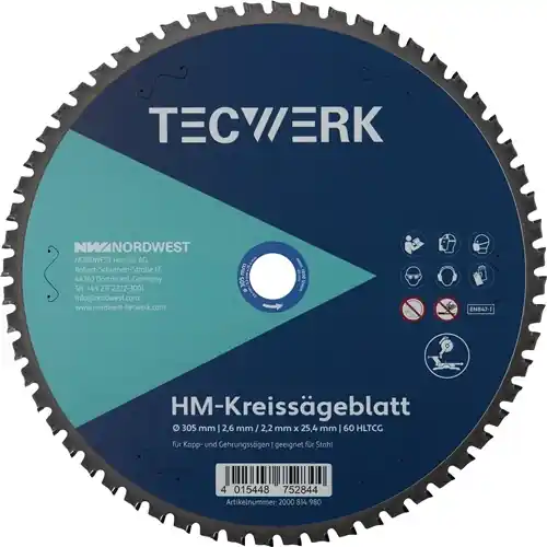 TAFEL-/VERSTEKCIRKELZAAGBLAD BUITEN-Ø 305 MM AANTAL TANDEN 60 HLTCG GAT 25,4 MM