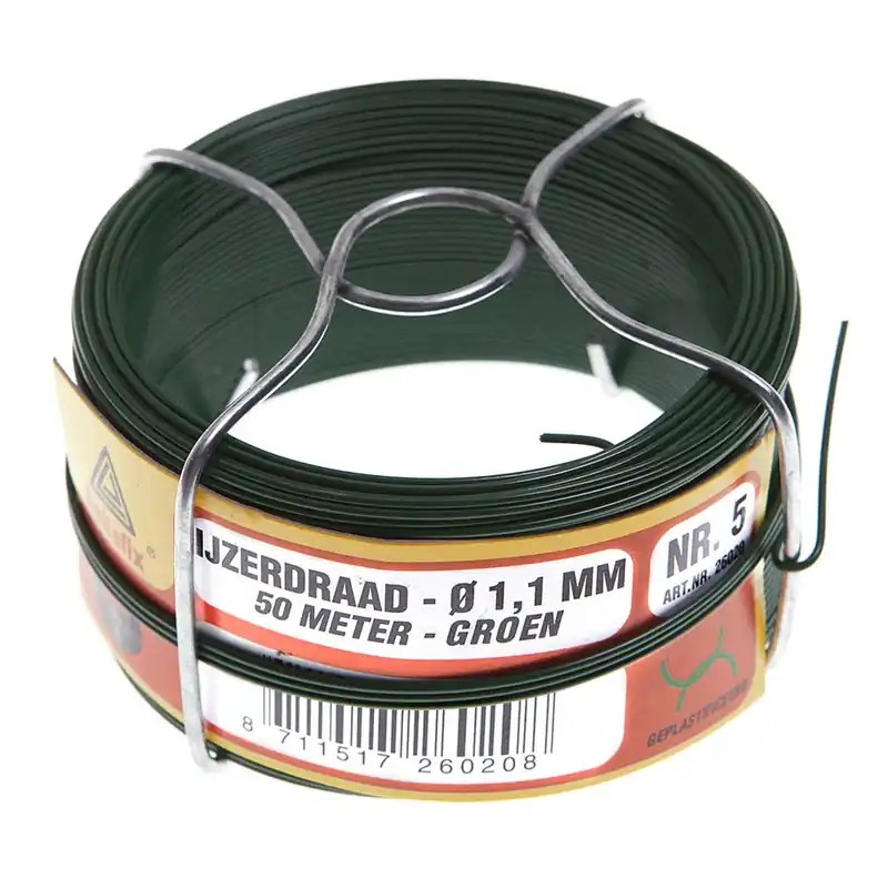 IJZERDRAAD GROEN GEPLASTIFICEERD 50 M X 1.1MM
