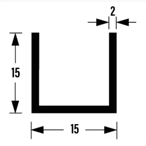 U-PROF ALU BRUTE 15X15X15X2MM 5M