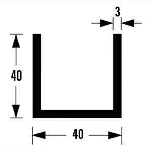 U-PROF ALU BRUTE 40X40X40X3MM 5M