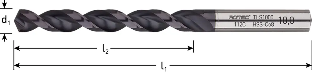 HSS-E SPIRAALBOOR, DIN 338, TYPE TLS1000, TIALN, ø5,1