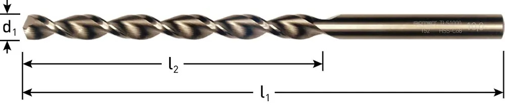 HSS-E SPIRAALBOOR, DIN 340, TYPE TLS1000, ø1,0X33X56