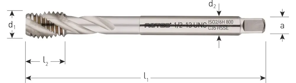 HSS-E MACHINETAP '800', BLIND, DIN 376, UNC 1.1/4"-7