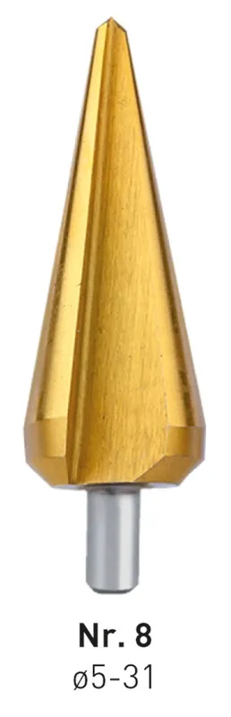 HSS CONISCHE PLAATBOOR NR.8, TIN-GECOAT / ø5-31