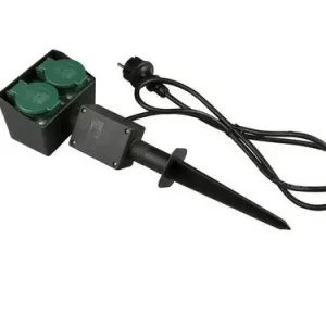 TUINSPIES 2 VOUDIG MET RANDAARDE 1.5 METER 3X1.5MM ZWART EXTEND