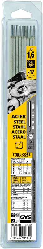 GYS ELEKTRODES STAAL O1,6MM (X17)