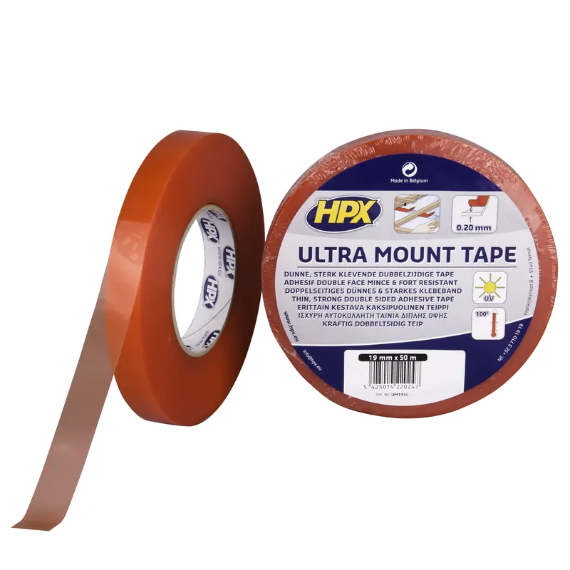 HPX ULTRA MOUNT BEVESTIGINGSTAPE - TRANSPARANT 19MM X 50M