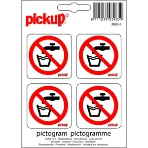 STICKER GEEN DRINKWATER PICTO 47X47 MM 4 STUKS