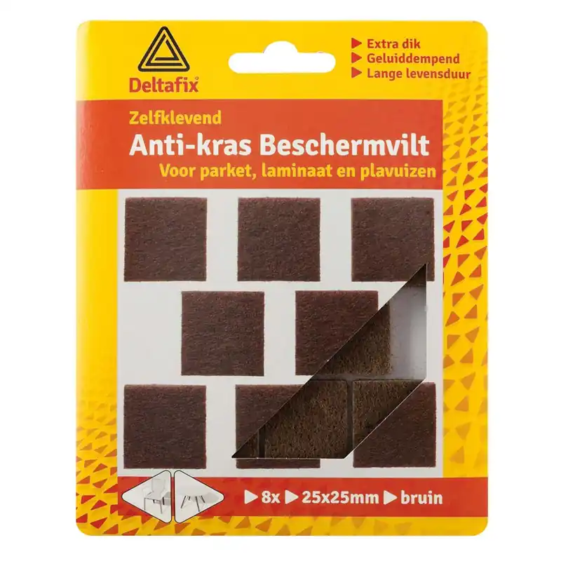 ANTI-KRASVILT ZELFKLEVEND VK BRUIN 25 MM X 25 MM 8ST