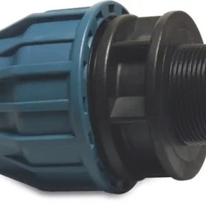 JASON AANSLUITSTUK PP 20 MM X 1/2" KNEL X BUITENDRAAD 16BAR ZWART/BLAUW DVGW/KIWA/WRAS/SVGW