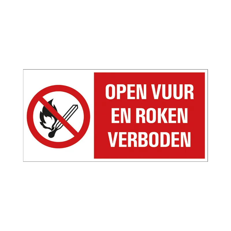 BORD OPEN VUUR EN ROKEN VERBODEN 300X150 MM