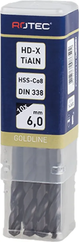 HSS-E SPIRAALBOOR, DIN 338, TYPE HD-X, TIALN, ø5,0