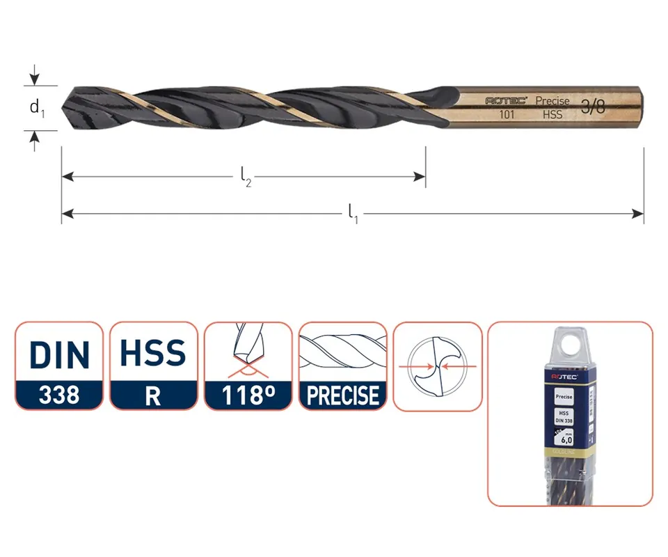 HSS-R SPIRAALBOOR, DIN 338, TYPE PRECISE, ø5/32"