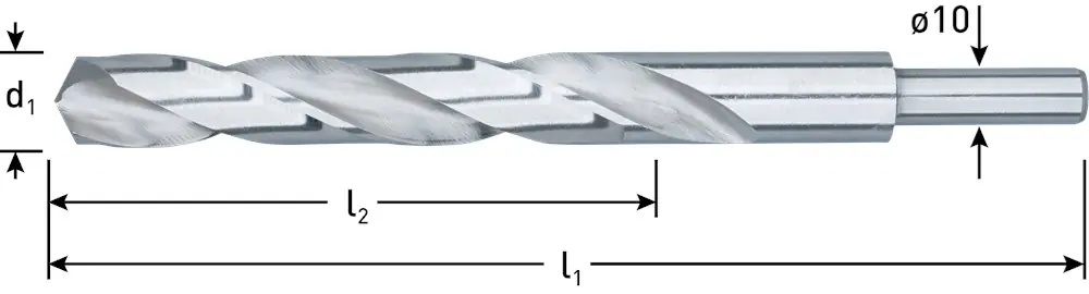 HSS-G SPIRAALBOOR, DIN 338, TYPE N, D2=10, ø13,5
