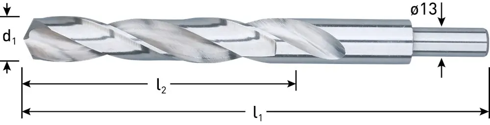HSS-G SPIRAALBOOR, DIN 338, TYPE N, D2=13, ø19,0